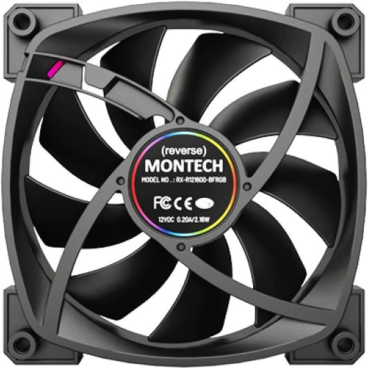 Wentylator Montech RX120 ARGB PWM Reverse (RX120 PWM Juodas 3 in 1)