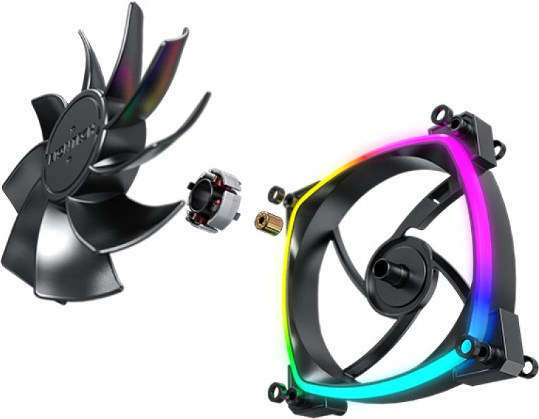 Montech RX120 išardytas ventiliatoriaus mechanizmas