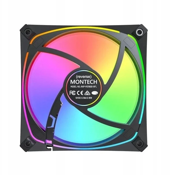 Montech RX120 PRO PWM Reverse Fan, ARGB – 120mm, juodas