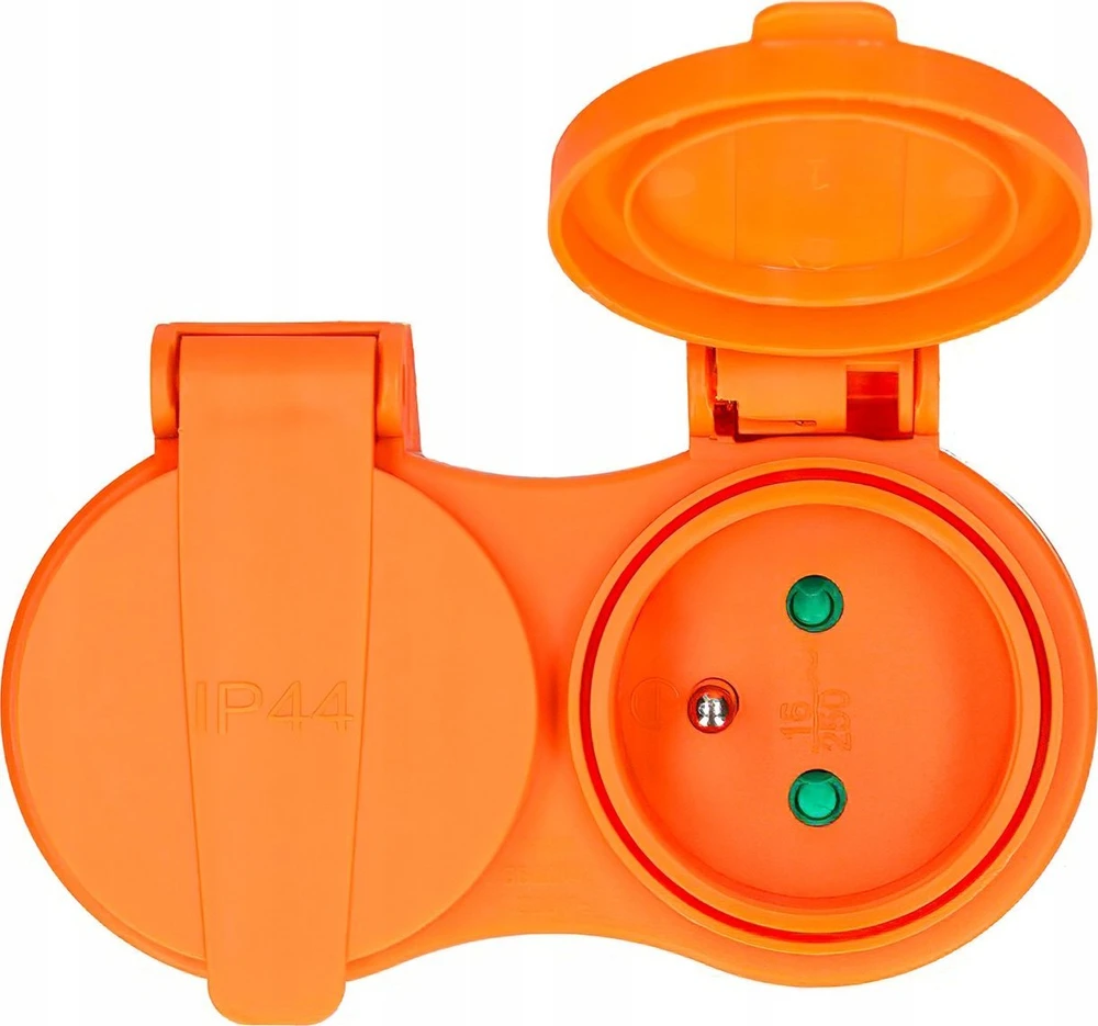 Montis dvigubas skirstytuvas 2x2P+Z, 16A, 250V, IP44, oranžinis MT089