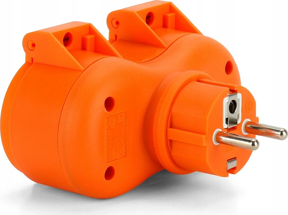 Montis dvigubas skirstytuvas 2x2P+Z, 16A, 250V, IP44, oranžinis MT089
