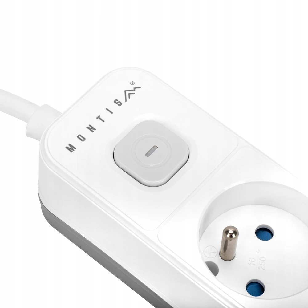 Montis Elektros ilgintuvas, baltas ir pilkas, 3 lizdų, su USB jungtimi, 3 m, MT185-WG-3