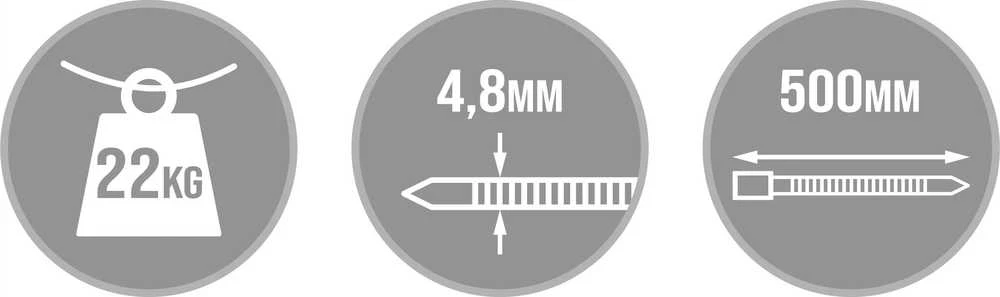 Montis juodi kabelių raiščiai 4,8x500 mm MT141 /100 vnt.