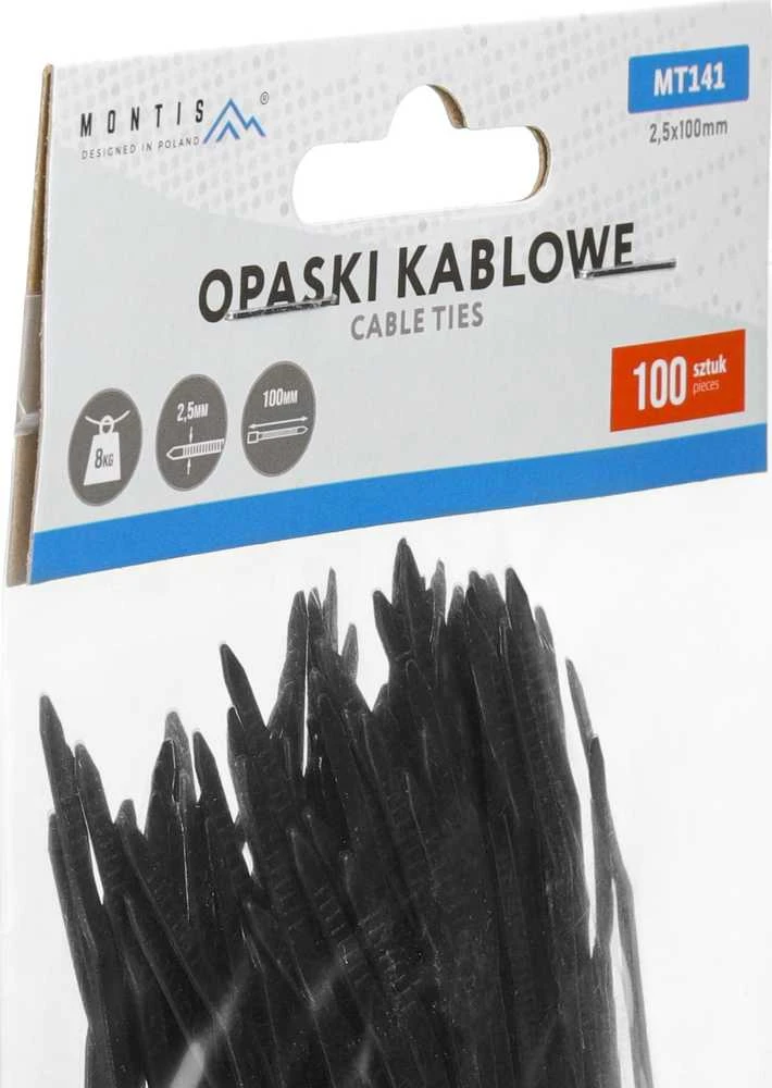 Montis juodi kabelių raiščiai 4,8x500 mm MT141 /100 vnt.