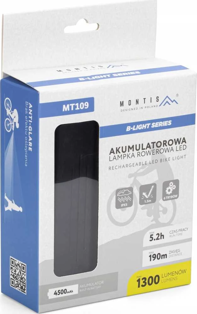 Montis LED priekinis dviračio žibintas MT109 Priekinis apšvietimas 1300 lm