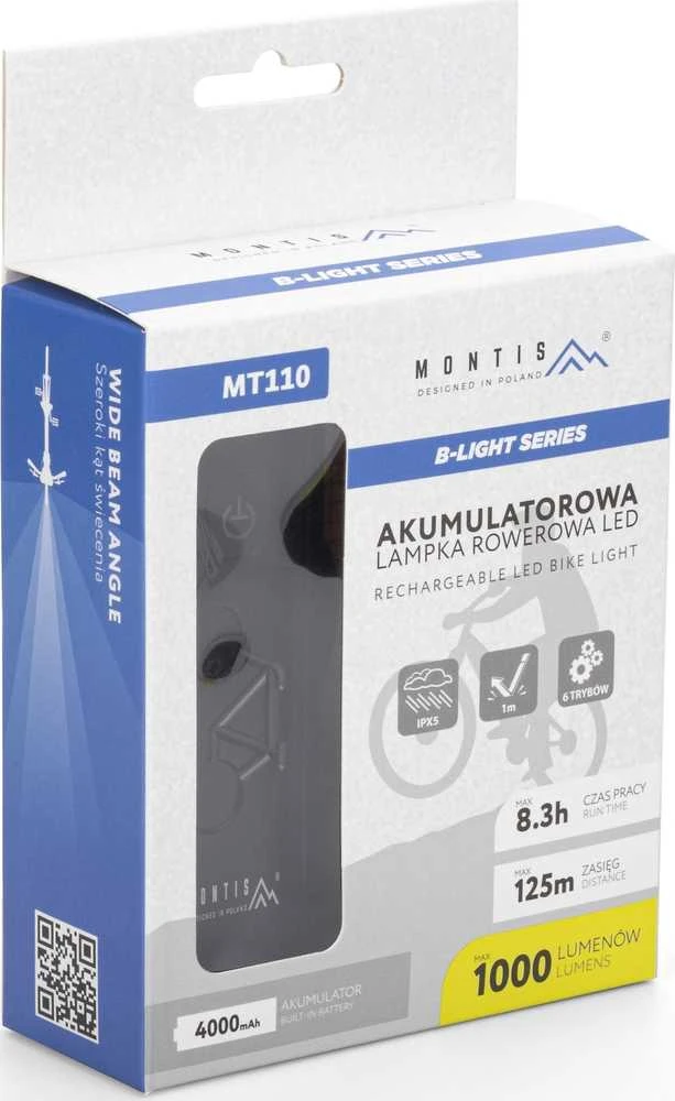 Montis LED priekinis dviračio žibintas MT110 Priekinis apšvietimas 1000 lm
