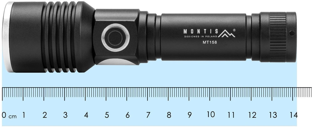 Montis Taktyczna ręczna latarka akumuliatorinė LED MT158 Juodas Hand prožektorius