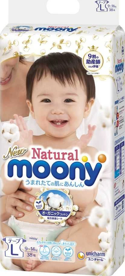 Sauskelnės  MOONY Natural L 9-14 kg 38 vnt.