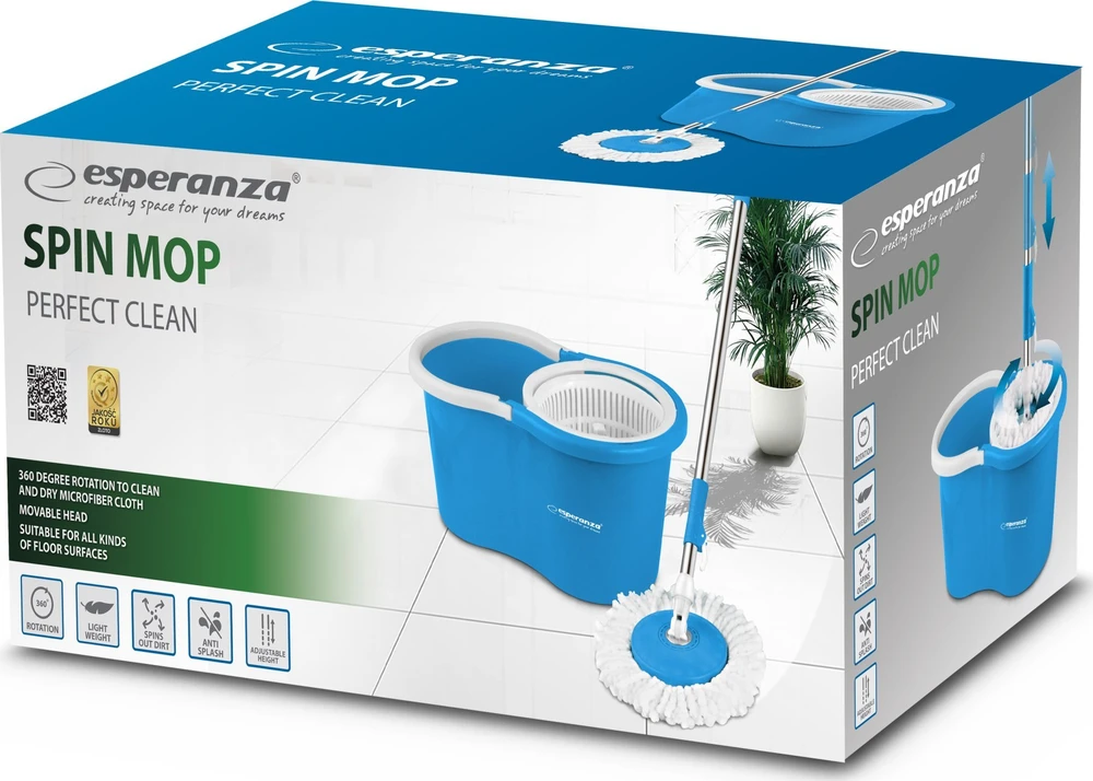 Sukamoji Šluota - Esperanza EHS005 Mikropluoštinė 360° Sukamoji Balta/Mėlyna