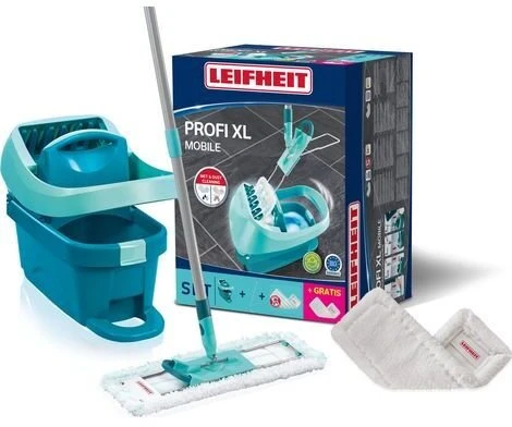 Leifheit grindų valymo kibiras Profi XL Mobile + pakaitinė šluostė Profi XL Superduster