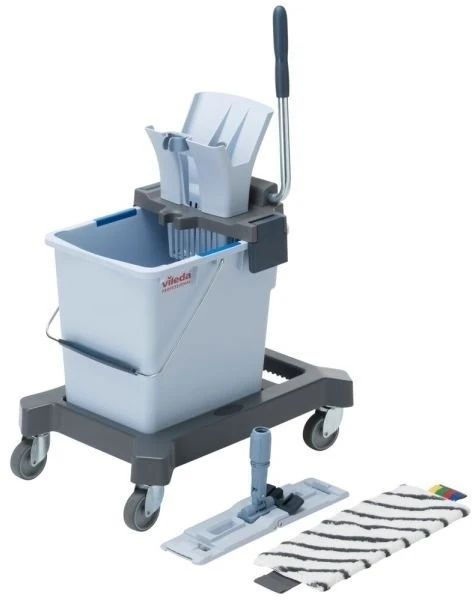 Pradinis rinkinys, Vileda UltraSpeed Pro, 25 l, pilkas, poliesteris / milteliniu būdu dažytas plienas / PP / plienas, 40 cm, su rankiniu presu – be rankenos