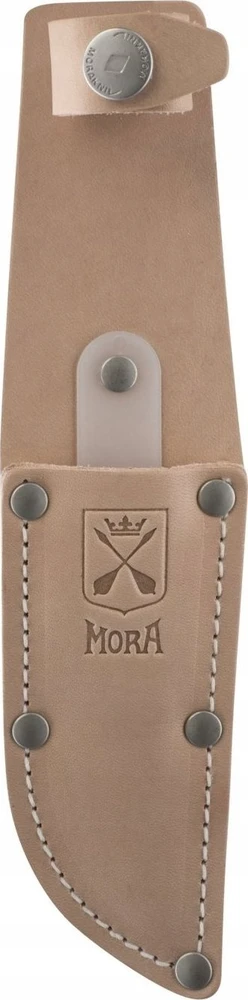 Vaikiškas peilis Morakniv Scout 39 Safe, odinis dėklas, dviguba pirštų apsauga, spalva bordinė