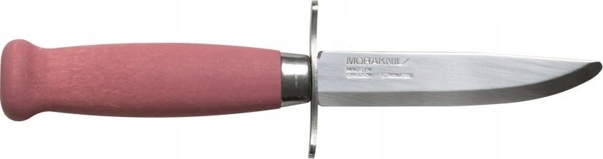 Vaikiškas peilis Morakniv Scout 39 Safe, odinis dėklas, dviguba pirštų apsauga, spalva bordinė