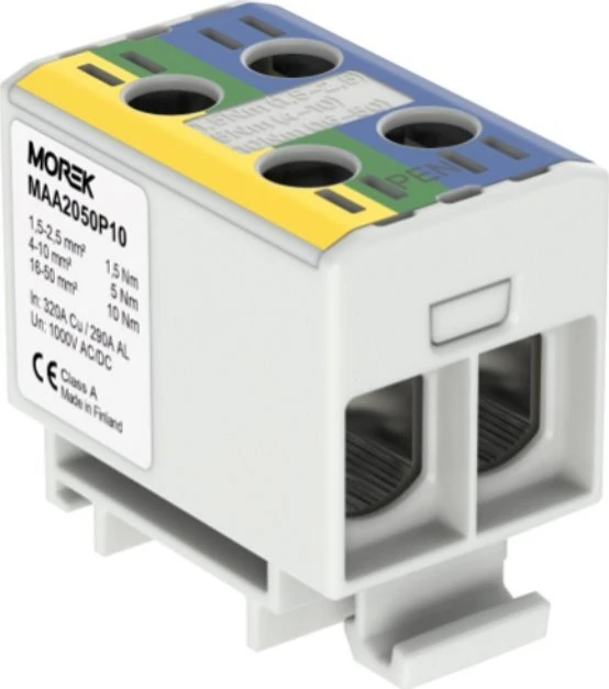 MOREK OTL-PEN50 jungtis geltonai žalia, mėlyna 2xAl/Cu 1,5-50mm² 1000V Universalus gnybtas TN-C-S MAA2050P10 instaliacijai