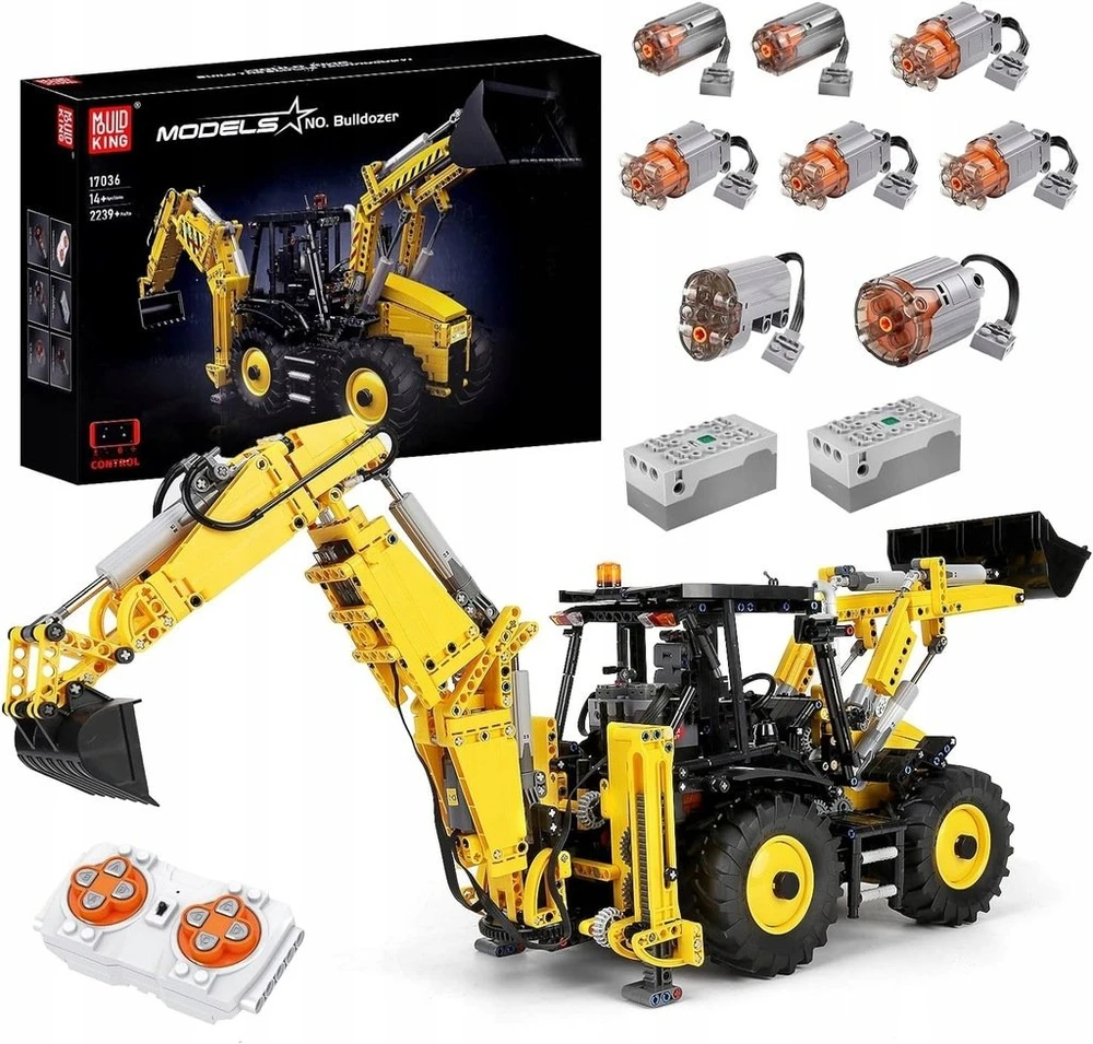 Mould King „Mold King Technic 17036“ buldozeris-ekskavatorius Rinkinys klojimui