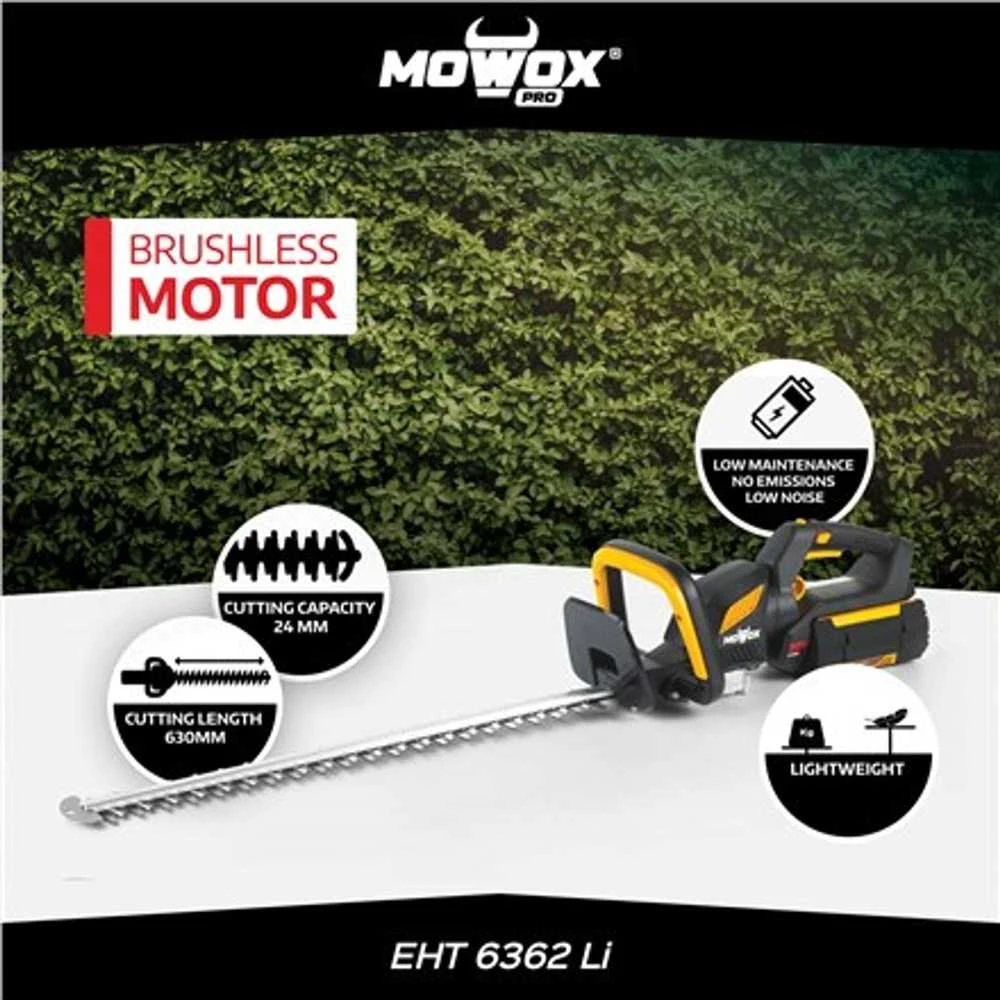 Mowox® EHT 6362 Li akumuliatorinės gyvatvorių žirklės (Be akumuliatoriaus ir kroviklio)