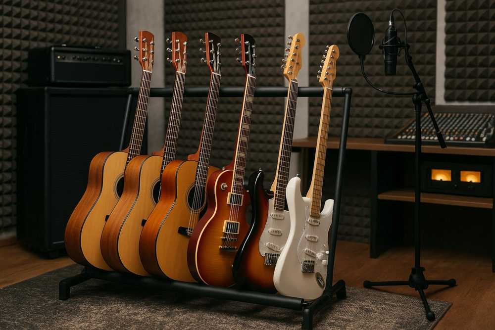 MOZOS STND-5 laikiklis-stovas-tripodas 5 gitaroms