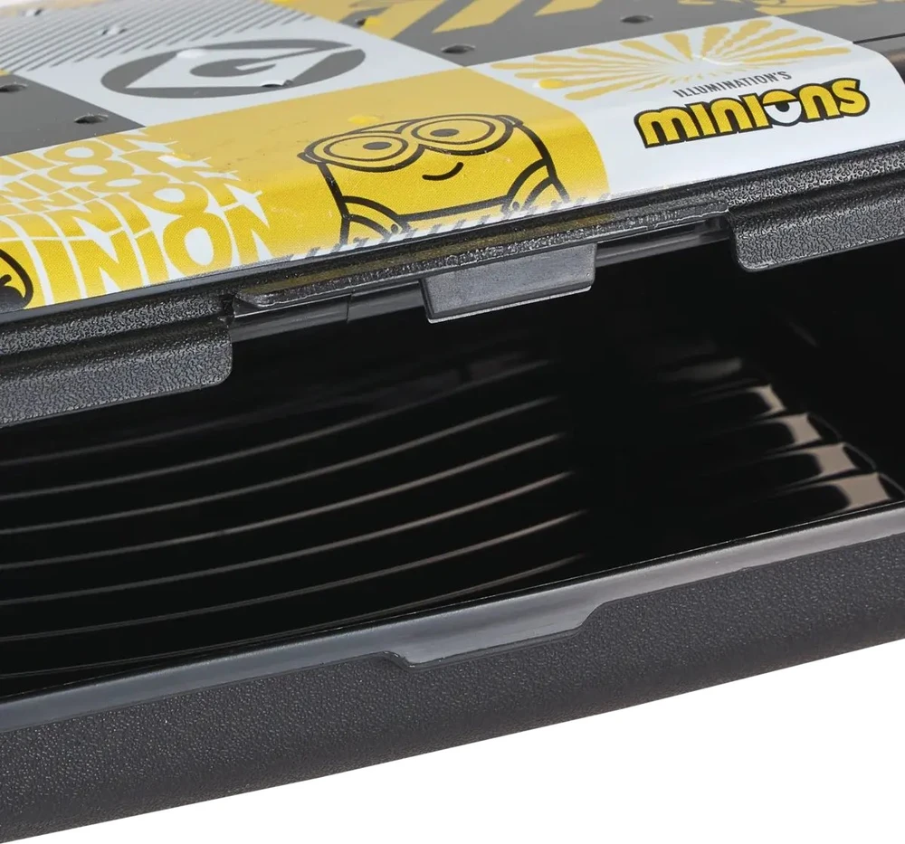 Mpl Power Keeeper maisto laikymo indelis su dekoratyvine spragtelėjimo formos dėžute, mini, 0,5 l, Carla "Minions Mosaic" 17x13x3,5 cm, juodas