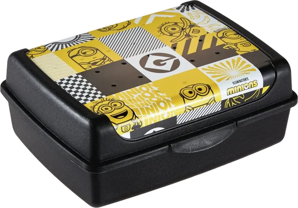 Mpl Power Keeeper maisto laikymo indelis dekoruotas, spustelėjant dėžutę, midi, 1 l, Carla "Minions Mosaic", 17 x 13 x 7 cm, juodas