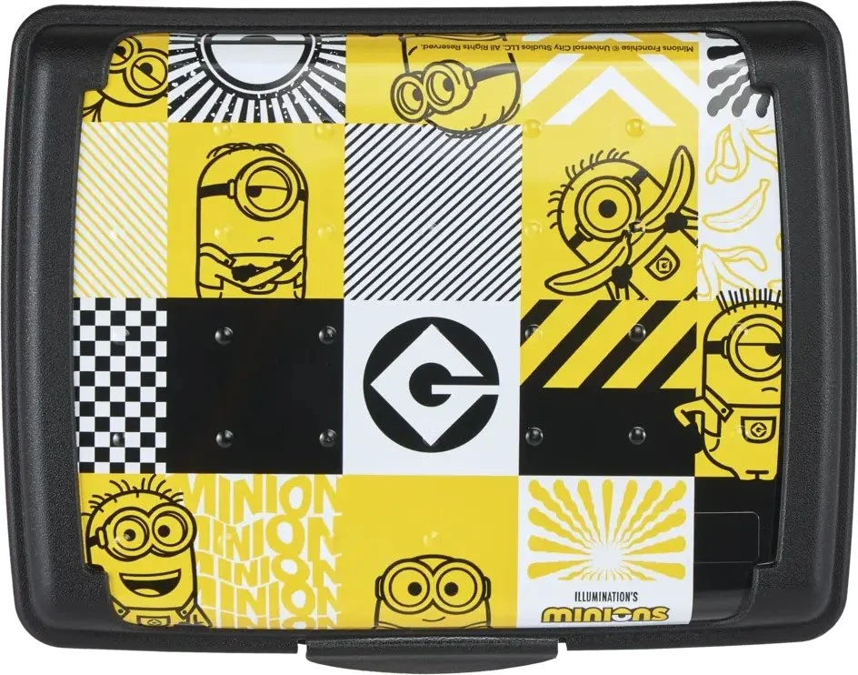 Mpl Power Keeeper maisto laikymo indelis dekoruotas, spustelėjant dėžutę, midi, 1 l, Carla "Minions Mosaic", 17 x 13 x 7 cm, juodas