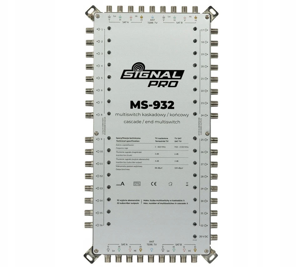 MS-932 praleidžiamasis daugiafunkcis jungiklis, 9 įėjimai / 32 išėjimai, „Signal Pro“