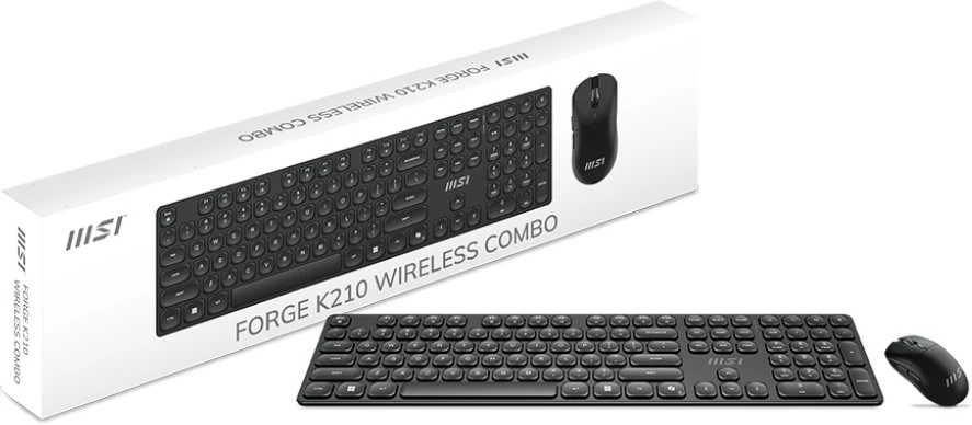 MSI FORGE K210 WIRELESS COMBO Klaviatūra ir pelė įskaityta Namams / biurui USB Juoda