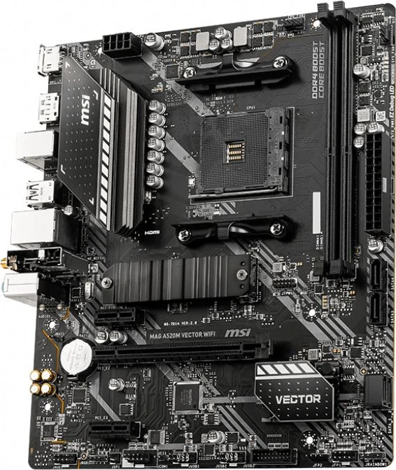 Pagrindinė plokštė MSI MAG A520M VECTOR WIFI AM4 DDR4 1xM.2 4xSATA HDMI DP M-ATX MB