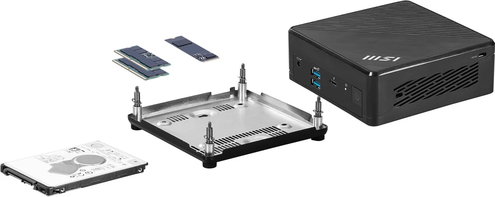 Mini desktop PC MSI Cubi 5 1M-440BEU barebone Core 3 / WiFi 6E + BT 5.3 / 1×2.5Gbps + 1x1Gbps juodos spalvos