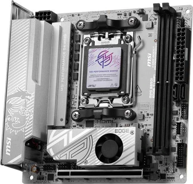 Pagrindinė plokštė MSI MPG B850I EDGE TI WIFI | Procesorių šeima AMD B850 | Procesoriaus lizdas AM5 | DDR5 | Palaikomos standžiojo disko sąsajos SATA, M.2 | SATA jungčių skaičius 2
