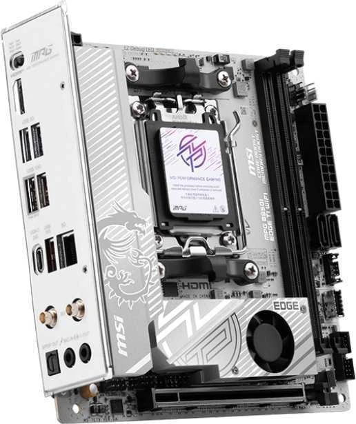 Pagrindinė plokštė MSI MPG B850I EDGE TI WIFI | Procesorių šeima AMD B850 | Procesoriaus lizdas AM5 | DDR5 | Palaikomos standžiojo disko sąsajos SATA, M.2 | SATA jungčių skaičius 2