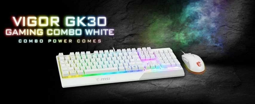 Klaviatūra ir pelė MSI Vigor GK30 Combo, US išdėstymas, baltos spalvos