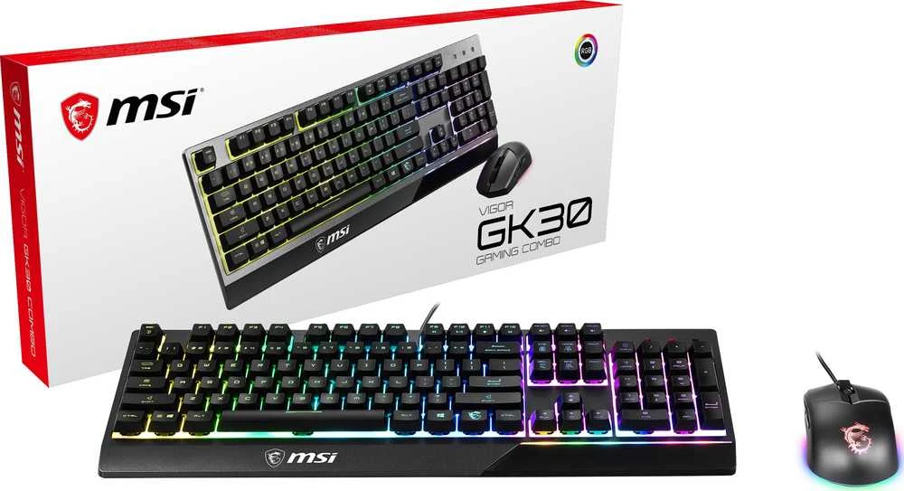 MSI Vigor GK30 Klaviatūra žaidimams, US išdėstymas, su laidu, Juodas