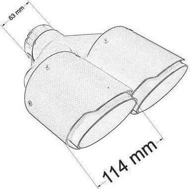 MTuning dvigubas duslintuvo antgalis 2x114mm įvestis 63mm anglis