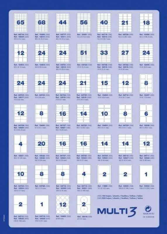 MULTI 3 Universalios etiketės MULTI 3, 99,1x57mm, suapvalintos, baltos