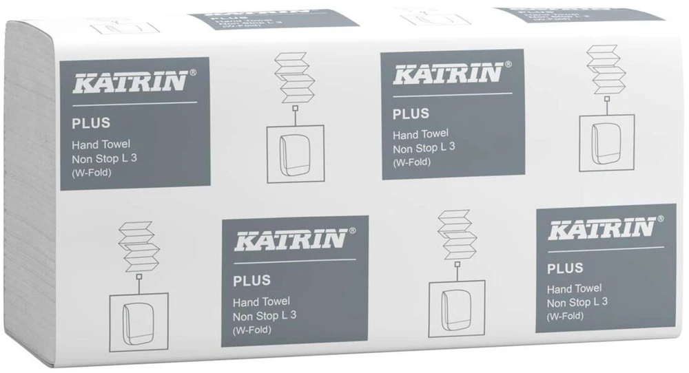 Multi Ręcznik papierowy Katrin Plus Non-Stop W-fold 3-lag L34xB20.3xD8.5cm Nowe włókno balta 21 pk x 90 stk/krt