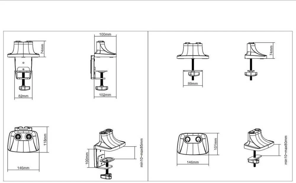 Laikiklis Multibrackets MB DESKMOUNT GAS SPRING DUAL Baltas MAX 9KG