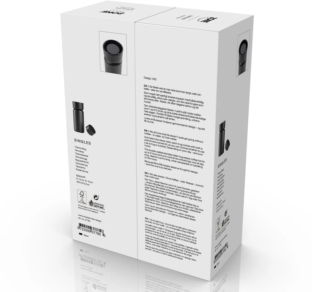 MultiBrackets Zone Denmark – Singles Thermal Mug - 400 ml - Juodas