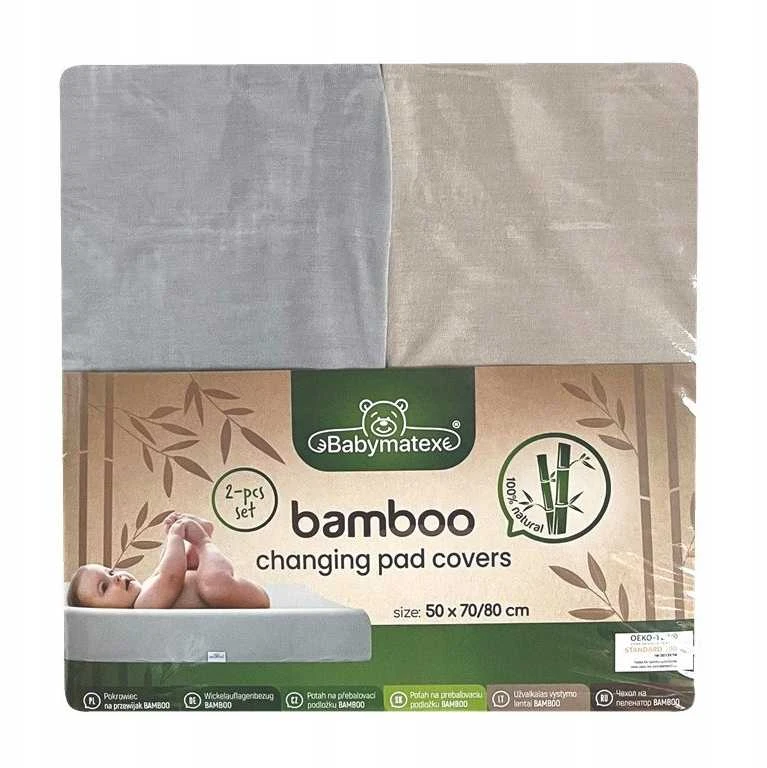 Multitex Dėklas na przewijak 50x70/80 Bamboo smėlio spalva pilka 2 pak bawełniany su gumką