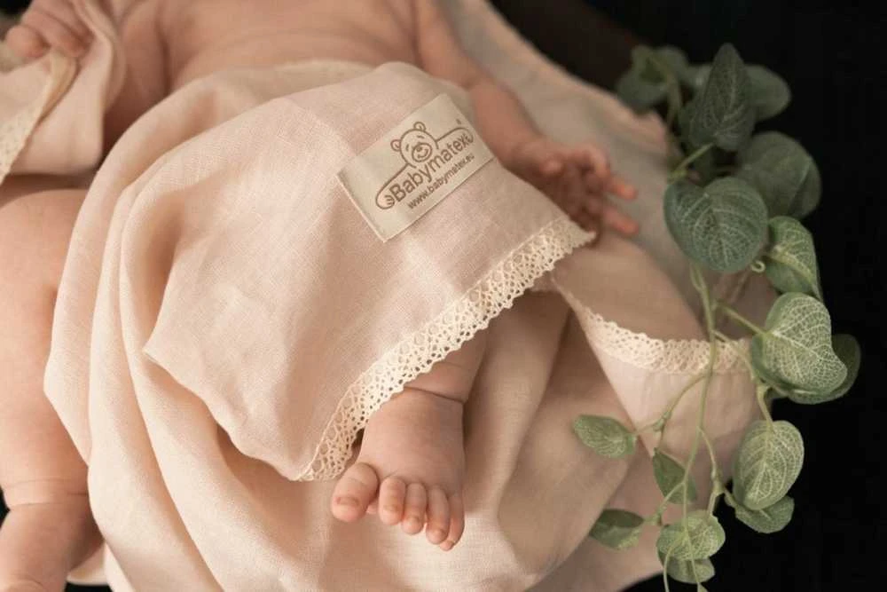 Multitex Lininė antklodė 75x100 Lininė pudra rožinė BabyMatex