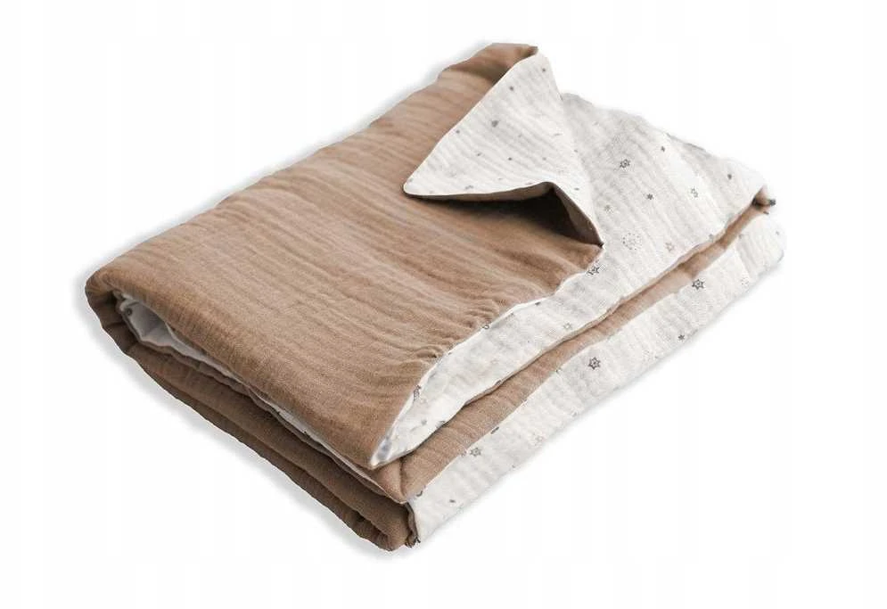 Multitex Kocyk 75x100 Muslin Designe kreminė ciemny smėlio spalva BabyMatex