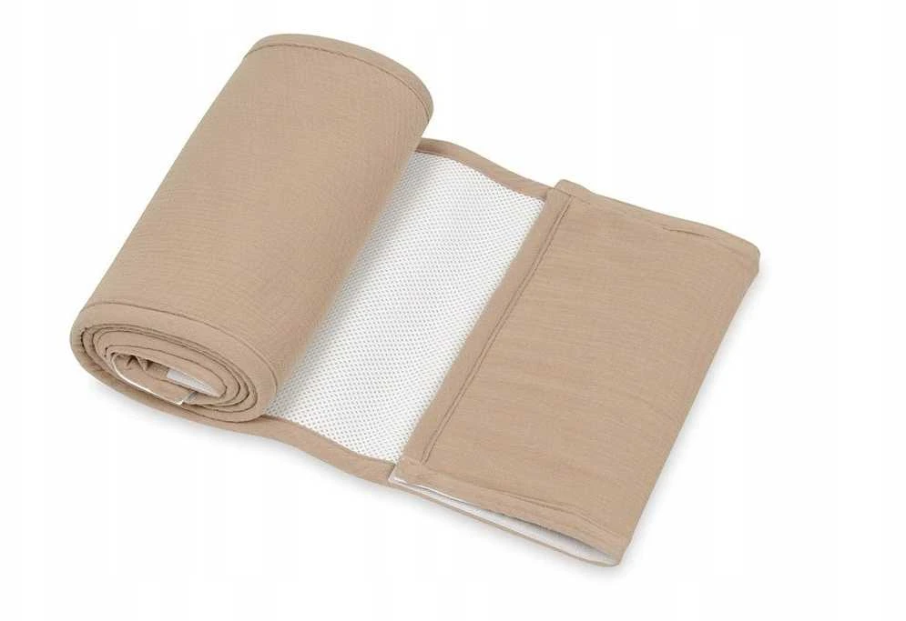 Multitex Lovytės apsauga, kvėpuojantis muslino lovelės įdėklas, 180x30 cm kūdikio lovos saugos barjeras, minkšta medvilnės ir poliesterio tinklelio pagalvėlė, vaikiška lovelės apsaugėlė