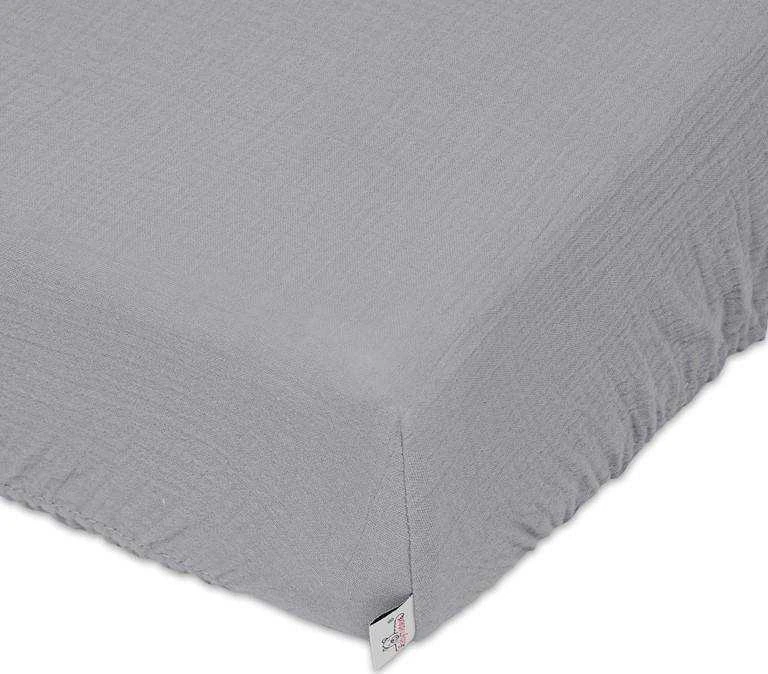 Multitex Muslininė paklodė su guma 70x140 grafito spalvos 44 Muslin