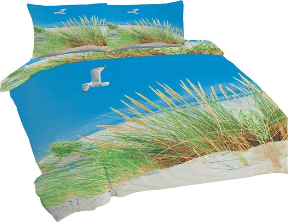 Multitex Patalynė bawełniana 160x200 Plaża mewy trawa mėlyna žalia Universal Matex