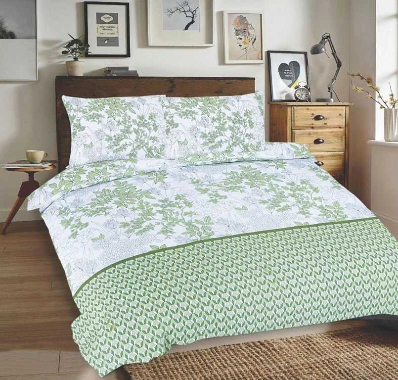 Multitex Patalynė bawełniana 160x200 Liście geometria balta žalia Universal Matex