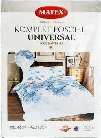 Multitex Medvilninės patalynės komplektas 220x200 cm, drugelių raštas baltos ir mėlynos spalvos, 3 dalių rinkinys su užvalkalais, OEKO-TEX sertifikatas, minkšta patalynė miegamajam