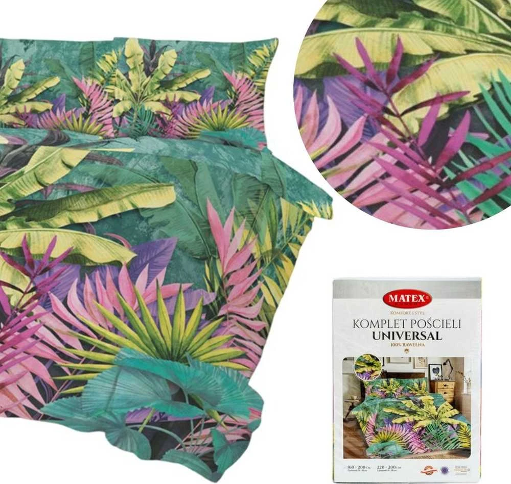Multitex Patalynė bawełniana 220x200 Liście žalia kolorowa Universal Matex