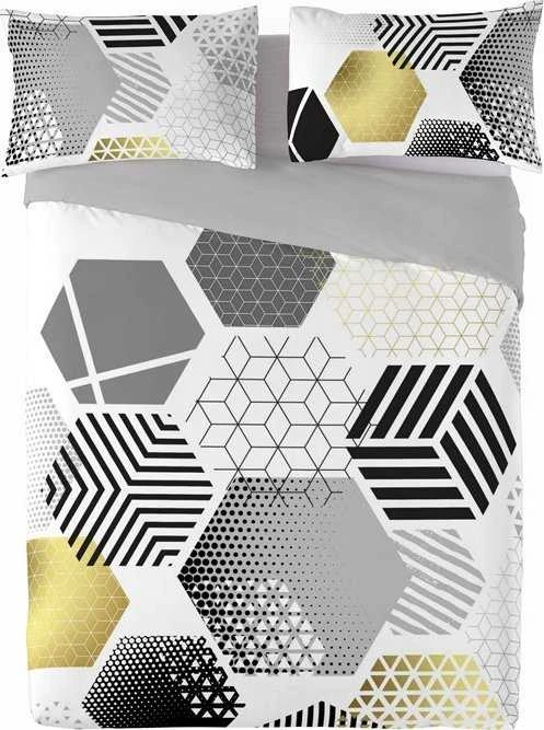 Patalynės komplektas Multitex Patalynė satynowa 220x200 geometria pilka geltona Prestige 1