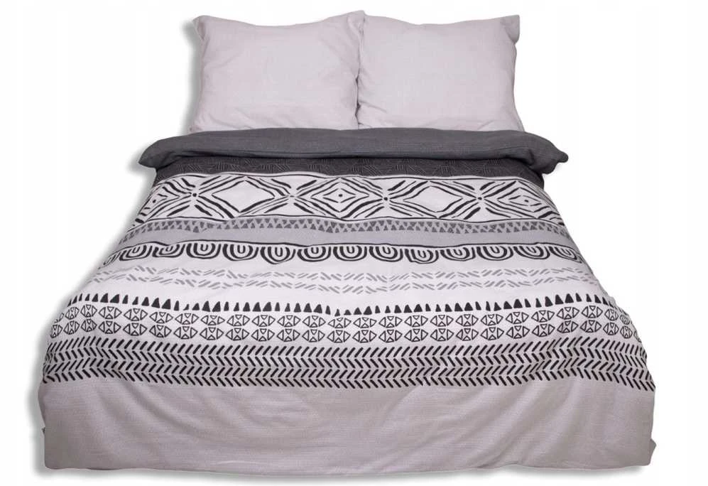 Patalynės komplektas Multitex Patalynė flanelowa 160x200 F-91 pilka grafito ornamenty paski Matex