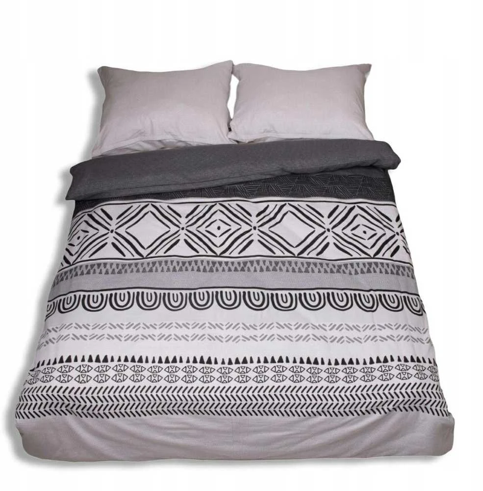 Patalynės komplektas Multitex Patalynė flanelowa 160x200 F-91 pilka grafito ornamenty paski Matex