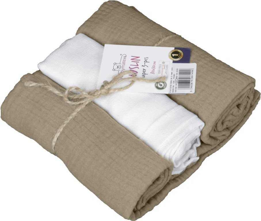 Rankšluostis Multitex Pielucha MUSLIN 3 pak dėžutėje, roz. 70x80